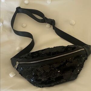 Black Sequin Fanny Pack